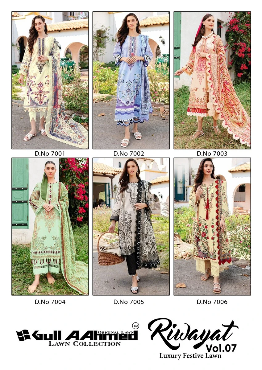 Gull Ahmed Riwayat Vol 7 Lawn Cotton Wholesale Pakistani Salwar Suit Catalog